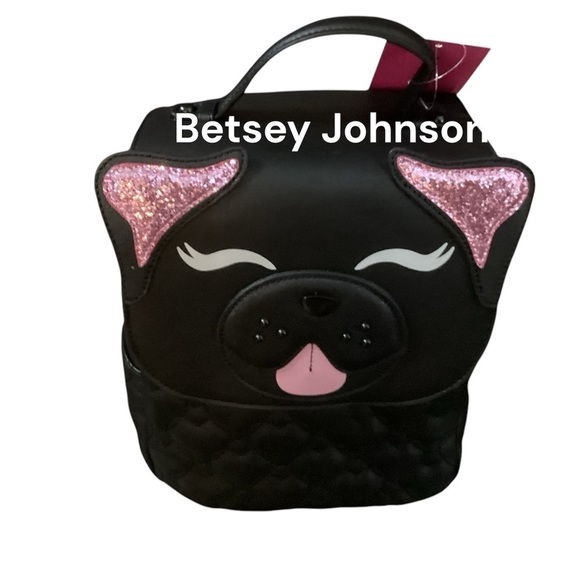 LUV BETSEY PUPPY BACKPACK IN QUILTED BLACK 8” x 10”!  GREAT GIFT IDEA - Picture 1 of 5